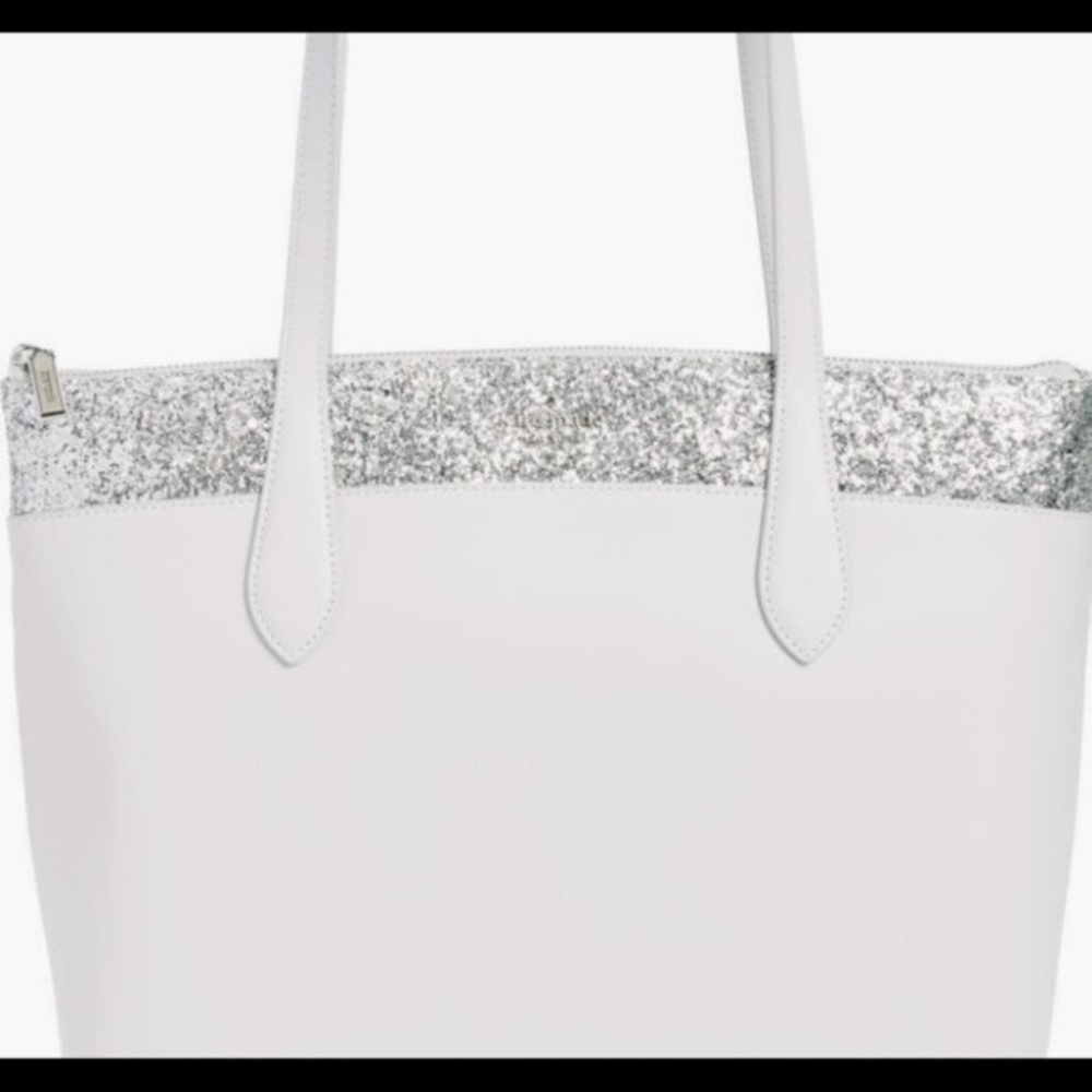 Kate Spade Glitter LIGHT GRAY Tote Bag with Glitter Accent